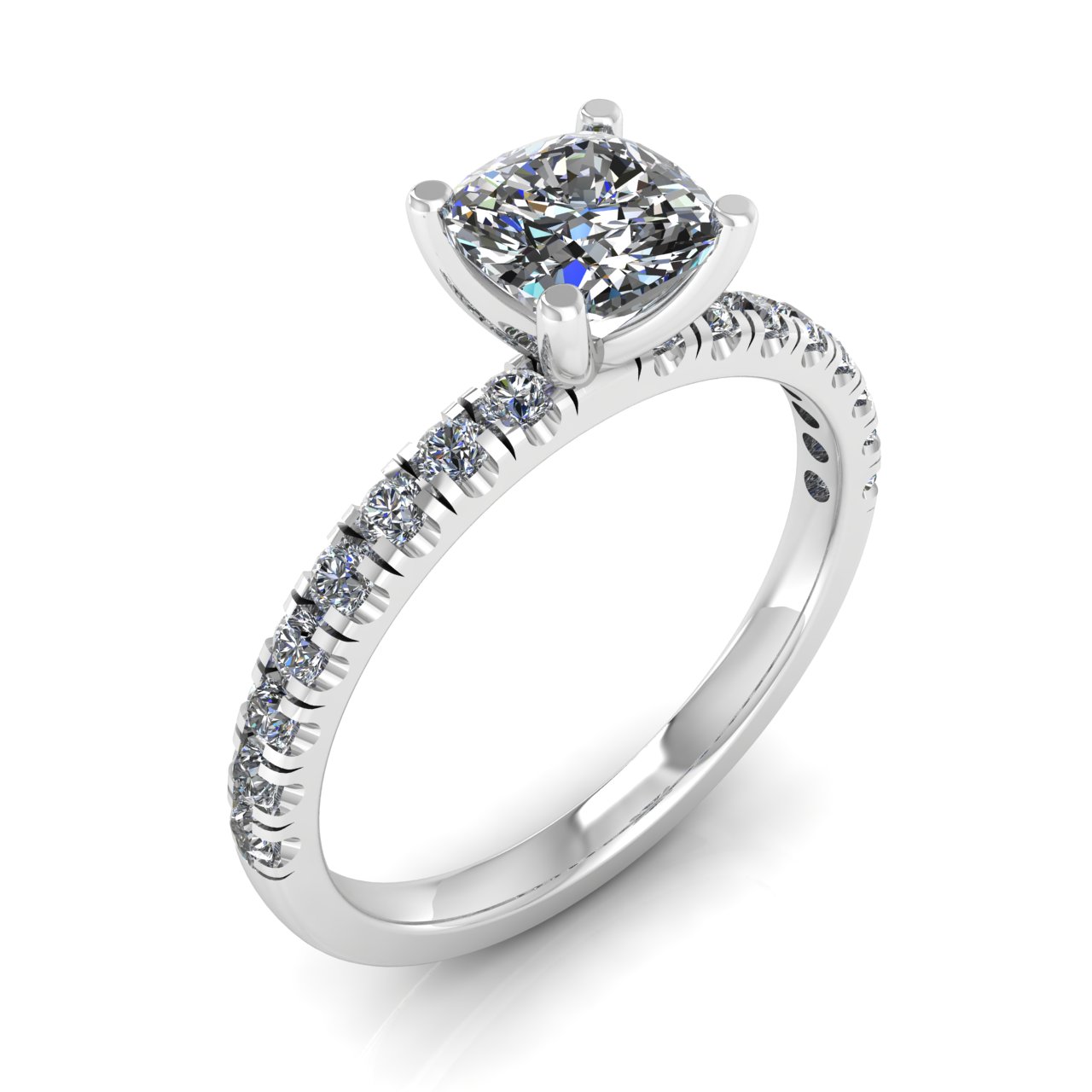 ACCENTED CLASSIC 1 ROW  5.50mm x 5.50mm CUSHION ENGAGEMENT RING